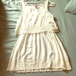 H&M Divided Cream Color Dress with Eyelet Detail